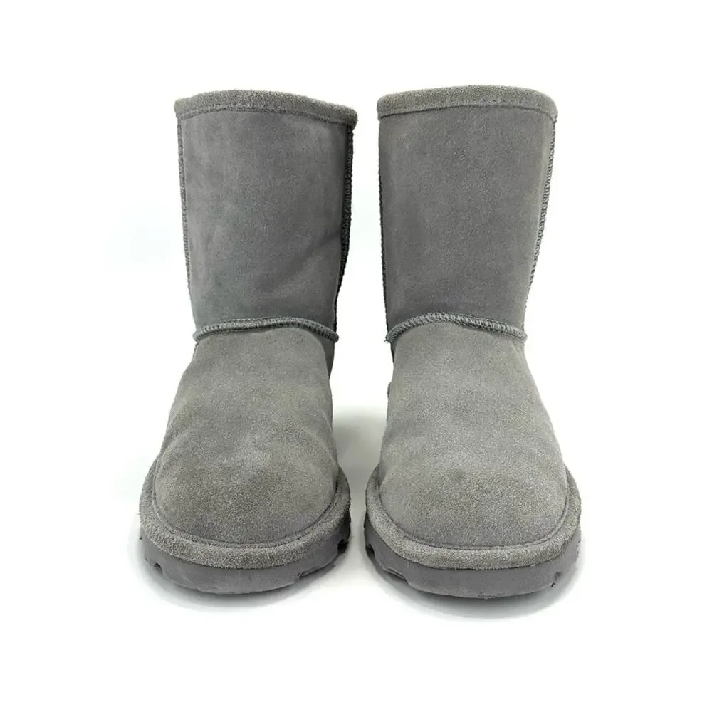 BearPaw Elle Big Girls Winter Boot Size 5 Gray Suede Wool Waterproof Short Boot